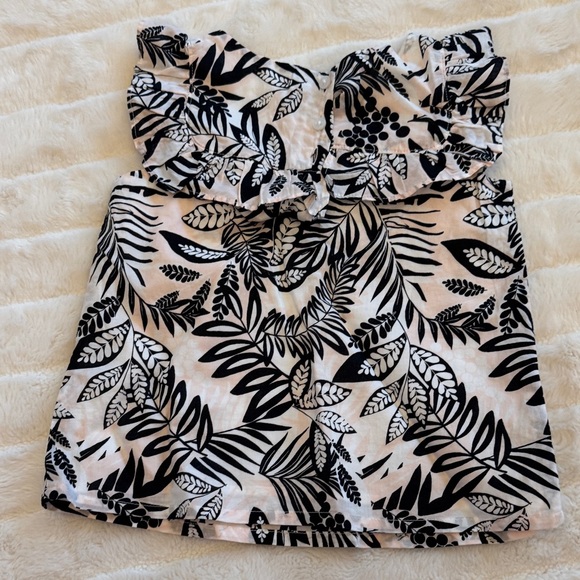 Janie and Jack Black and Cream Leaf Print Blouse - Picture 4 of 5